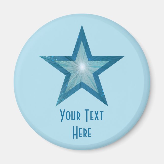 Blue Star 'Your Text' fridge magnet pale blue (Front)