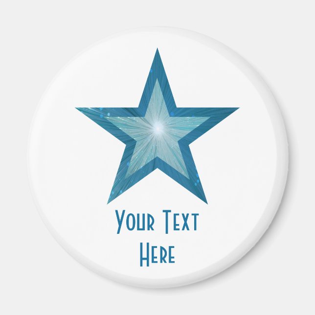 Blue Star 'Your Text' fridge magnet white (Front)