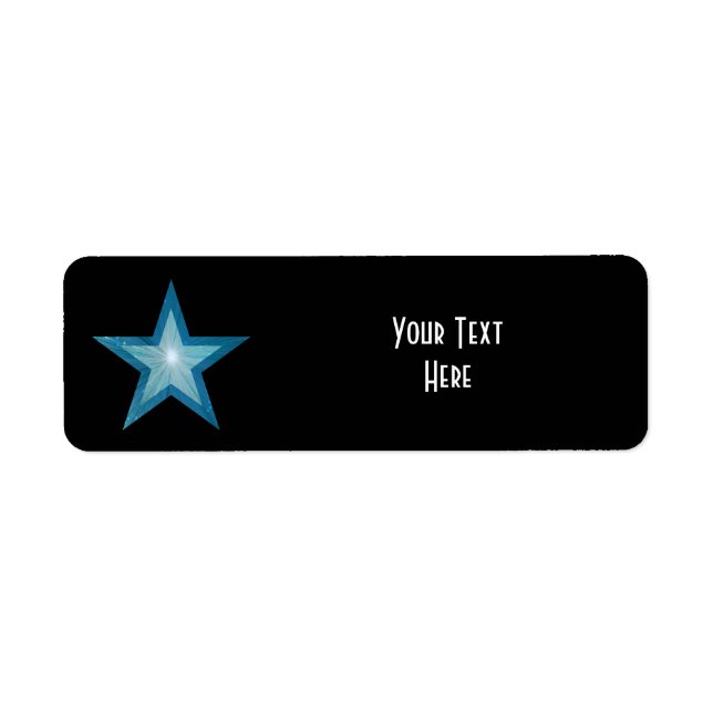 Blue Star 'Your Text' label small black (Front)