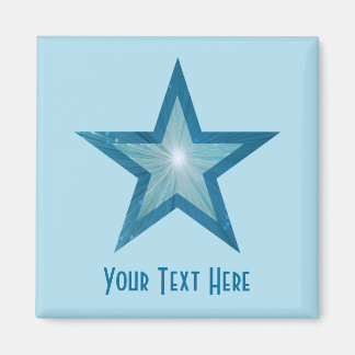 Blue Star 'Your Text' magnet square pale blue