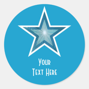 Blue Star 'Your Text' round sticker blue