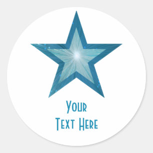 Blue Star 'Your Text' round sticker white