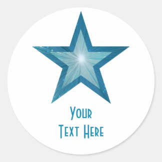 Blue Star 'Your Text' round sticker white