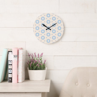 Blue Starburst Geometry Large Clock