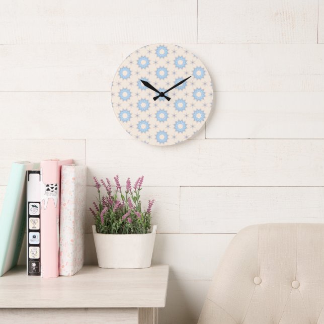 Blue Starburst Geometry Large Clock (Reading Room)