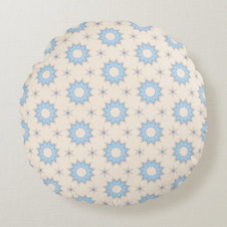Blue Starburst Geometry Round Cushion