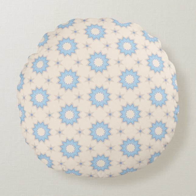 Blue Starburst Geometry Round Cushion (Front)