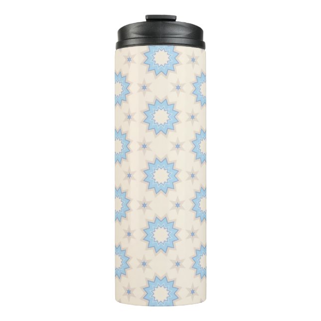 Blue Starburst Geometry Thermal Tumbler (Front)