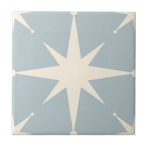 blue Starburst Mid Century Modern Vintage Tile