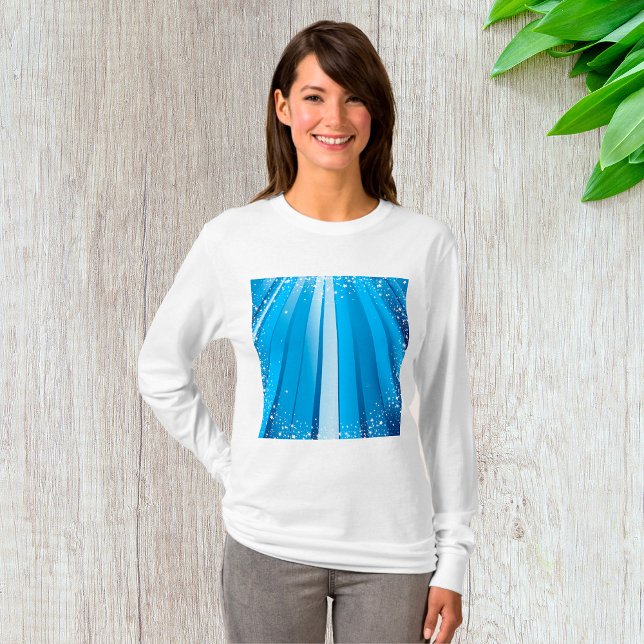 Blue Starburst Sparkle with Shining Light Rays T-Shirt (Creator Uploaded)