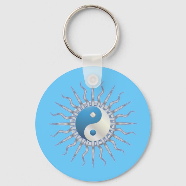 Blue Starburst Yin Yang Key Ring (Front)