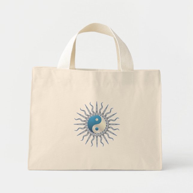 Blue Starburst Yin Yang Mini Tote Bag (Front)