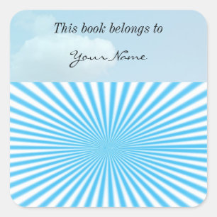 blue starbust cool design square sticker