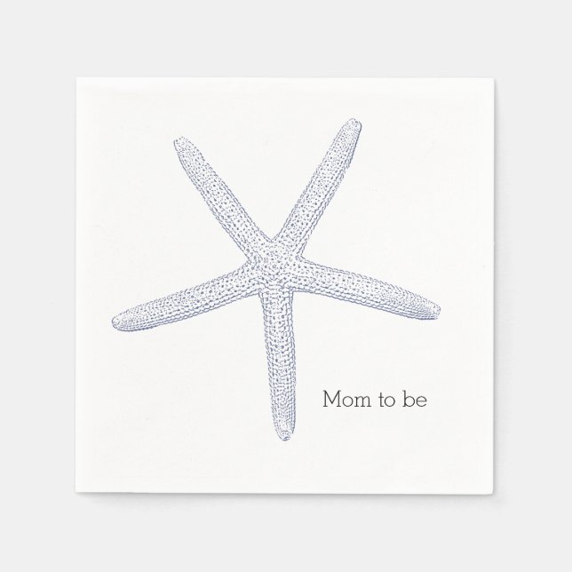 Blue Starfish Beach Baby Shower Napkin (Front)