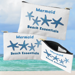 Blue Starfish Beach Essentials Nautical White Accessory Pouch