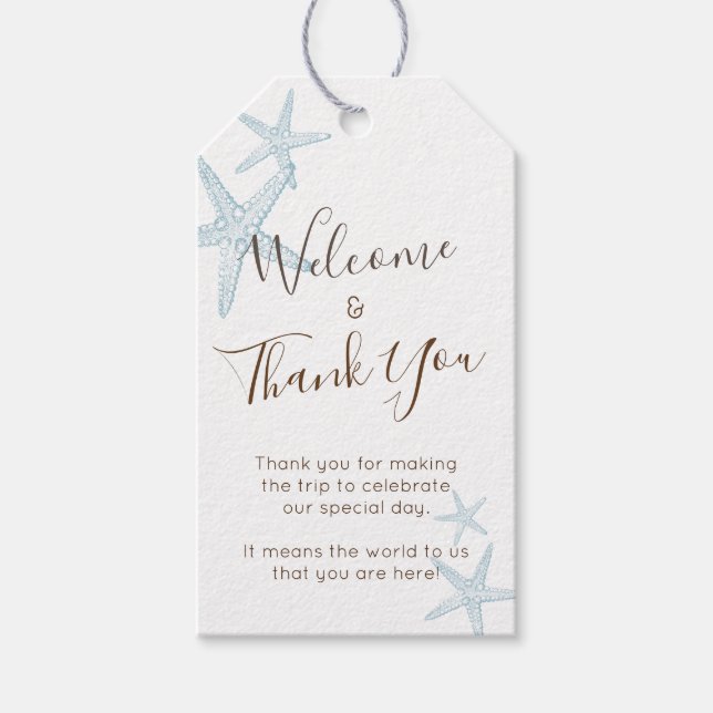 Blue Starfish Beach Favour Tags (Front)