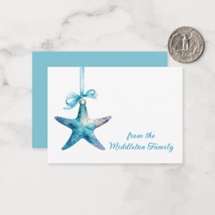 Blue Starfish Christmas Ornament Personalised Card