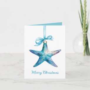 Blue Starfish Christmas Ornament Personalised Note Card
