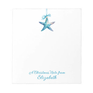 Blue Starfish Christmas Ornament Personalised Notepad