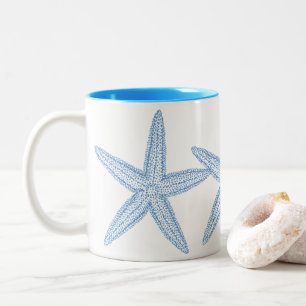BLUE STARFISH DESIGN Two-Tone COFFEE MUG