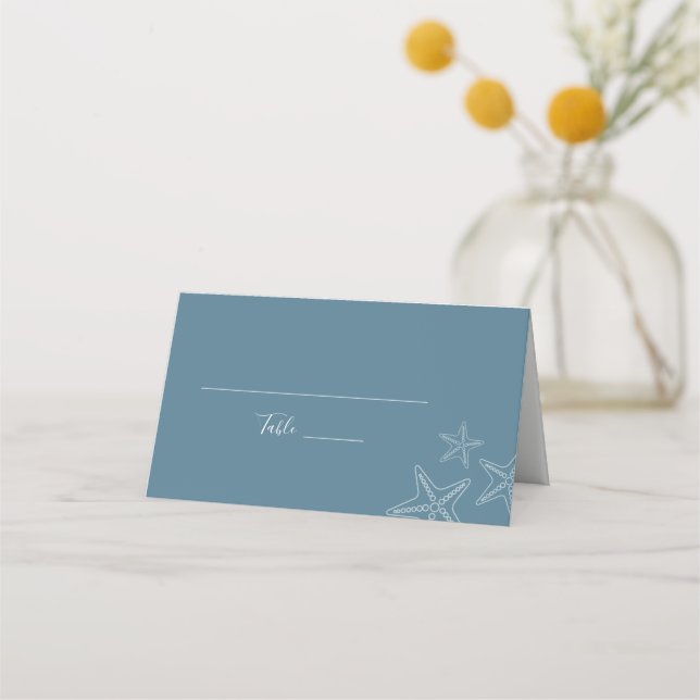 Blue Starfish Florida Beach Wedding Table Place Card (Front)