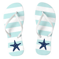 Blue Starfish on Mint Stripes
