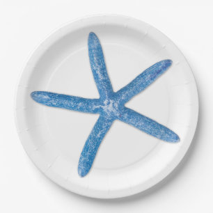 Blue Starfish Paper Plate