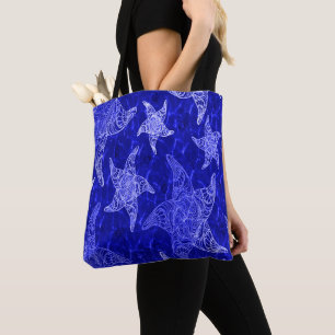 Blue Starfish Pattern Tote Bag