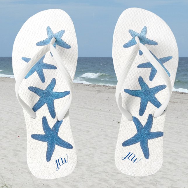 Blue Starfish Personalise with Initials Jandals (Creator Uploaded)