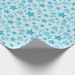 Blue Starfish Summer Beach Wedding Seamless Tropic Wrapping Paper