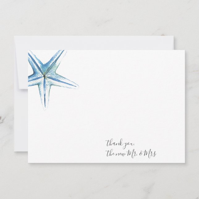 Blue Starfish Thank You Stationery Note Card (Front)