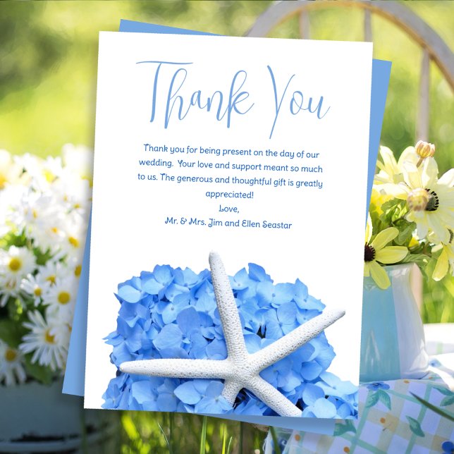 Blue Starfish Wedding Thank You Message Cards (Creator Uploaded)