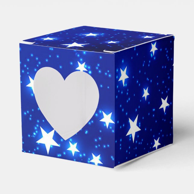 Blue Stargazer Heart Favour Box (Front Side)