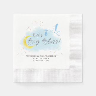 Blue Starlit Baby Boy Bliss Stork Special Delivery Napkin