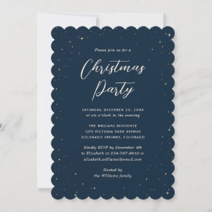 Blue Starry Christmas Party Invitation