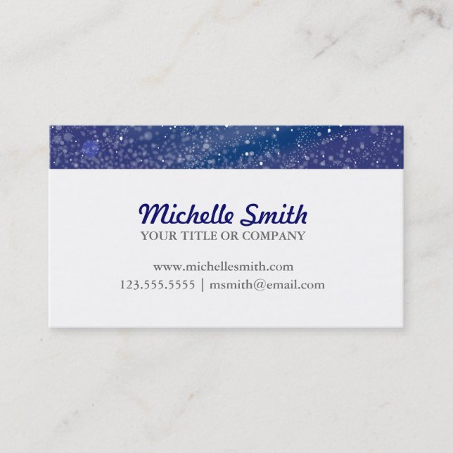 Blue Starry Night Monogram Business Card (Front)