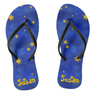 Blue Starry Night with Gold Stars Unisex Jandals