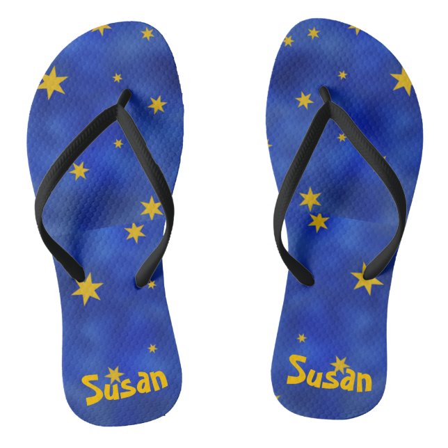 Blue Starry Night with Gold Stars Unisex Jandals (Footbed)