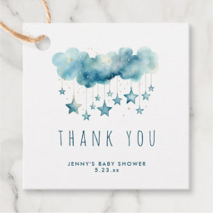 Blue starry sky and fluffy clouds thank you favour tags