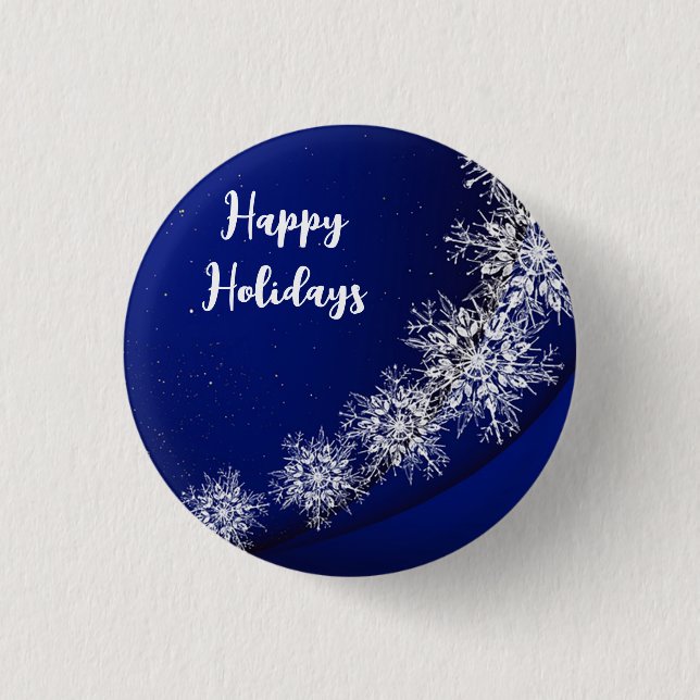 Blue Starry Sky With Ice Flakes 3 Cm Round Badge (Front)