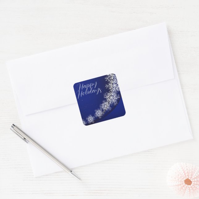 Blue Starry Sky With Ice Flakes  Square Sticker (Envelope)