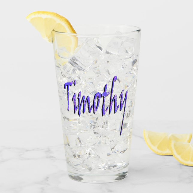 Blue Starry Timothy Name Logo, Glass (Front Ice)