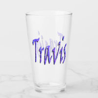 Blue Starry Travis Name Logo,