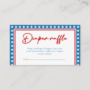  Blue Stars 4th of July Baby Shower Diaper Raffle Enclosure Card