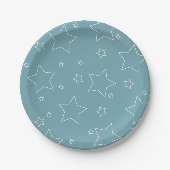 Blue Stars 4th of July PartyPaper Plate (Front)