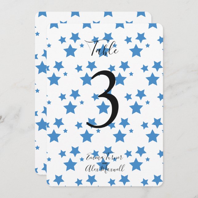 Blue Stars Background | Table number cards (Front/Back)