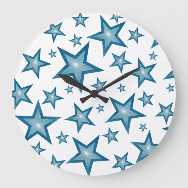 Blue Stars clock round white (Front)