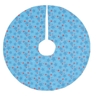 Blue Stars Fourth of July Patriotic Red Star Brushed Polyester Tree Skirt