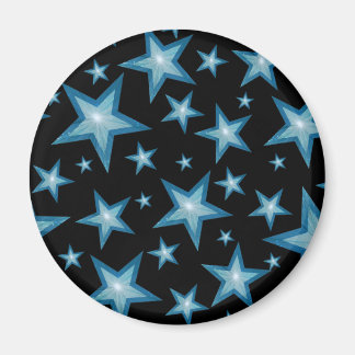 Blue Stars fridge magnet round black