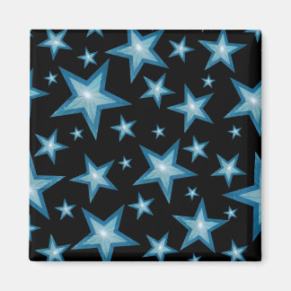 Blue Stars fridge magnet square black